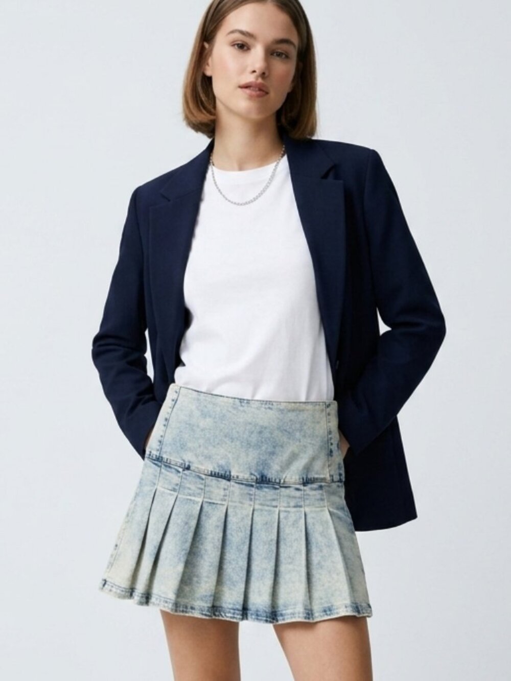 Foxy Jeans Pleated Mini Skirt